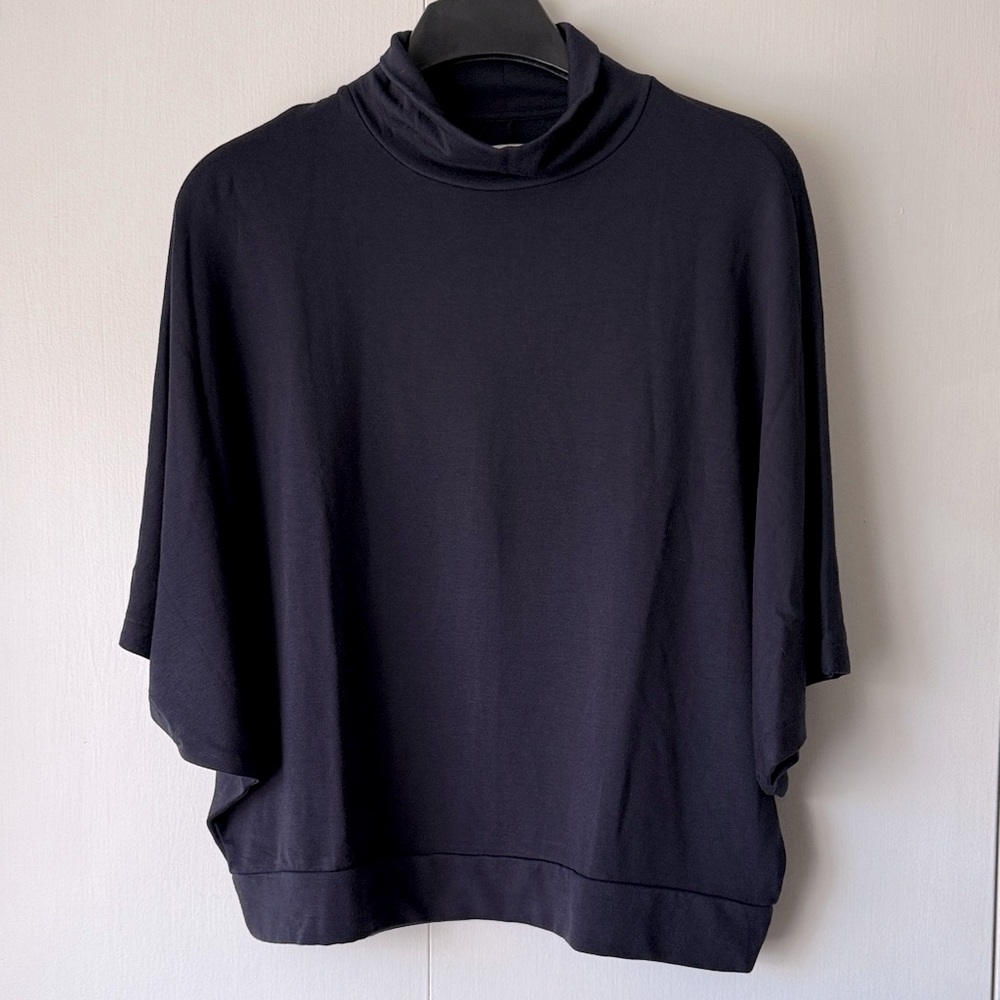Lou & Grey for LOFT Mock Turtleneck Tunic. Batwing Navy Blue Size M
